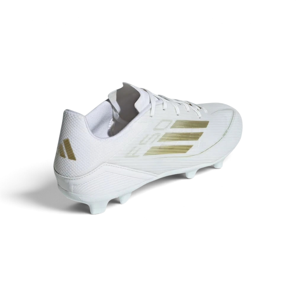 Focuses on the rigid heel counter structure and the professional layout of the golden F50 branding accents.