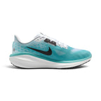 Highlights the inner profile displaying the structured Dusty Cactus mesh gradient fade, prominent black outline Swoosh, teal ZoomX carrier with black "zoomx NIKE" lettering, and the white Cushlon 3.0 foam midsole.