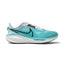 Highlights the lateral silhouette featuring the Dusty Cactus turquoise engineered mesh upper, oversized outlined black Nike Swoosh, teal ZoomX top foam layer with debossed "NIKE zoomx" branding, thick white Cushlon 3.0 base midsole, and black rubber outsole.