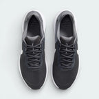 Top-down view of the Anthracite and Cool Grey trainers, highlighting the textured mesh toe box and the secure grey lacing system.