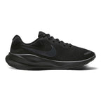 Highlights the sleek lateral silhouette showing the Black engineered mesh upper, subtle tonal Off-Noir Nike Swoosh, sculpted black foam midsole, and durable rubber outsole tread.