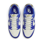Nike Dunk Low Women's White Leather Trainers FB7173-141 top view showing padded tongue, laces, and perforated toe box