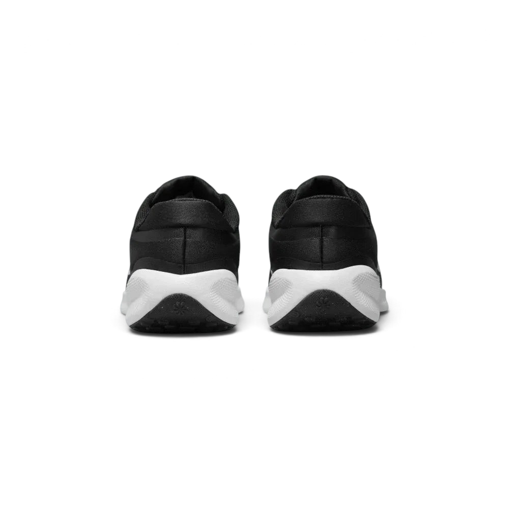 Rear view focusing on the structured black heel support and the padded ankle collar for extra comfort.