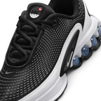 Close-up of Nike Air Max DN Juniors Casual Trainers FB8987-003 laces, mesh upper, and branding