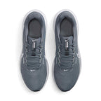 Direct overhead view of both shoes laid flat, showcasing the airy open-mesh toe box, flat tonal laces threaded through reinforced eyestays, internal midfoot fit band construction, padded mesh tongue with Downshifter crest badging, and cushioned interior sockliners.