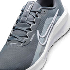 Breathable Cool Grey Open-Cell Mesh Forefoot, Hot-Melt Protective Toe Bumper, Integrated Internal Fit Band Anchors, and Flat Performance Lacing, demonstrating the airy micro-ventilation, scuff defence boundaries, and refined craftsmanship as the stylish final detail.