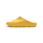 Trade Sports Air Jordan Post Slide in yellow ochre featuring a one-piece molded foam construction and side profile.