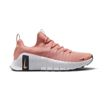 Nike Free Metcon 5 Men's training shoes in apricot agate orange with black and white accents, side profile showing mesh upper, flexible forefoot, and stable heel.