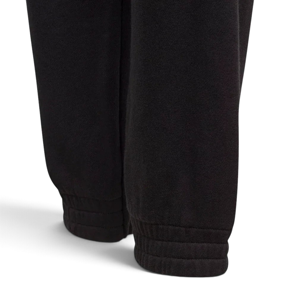 Close-up of black pants on a light gray background