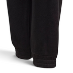 Close-up of black pants on a light gray background