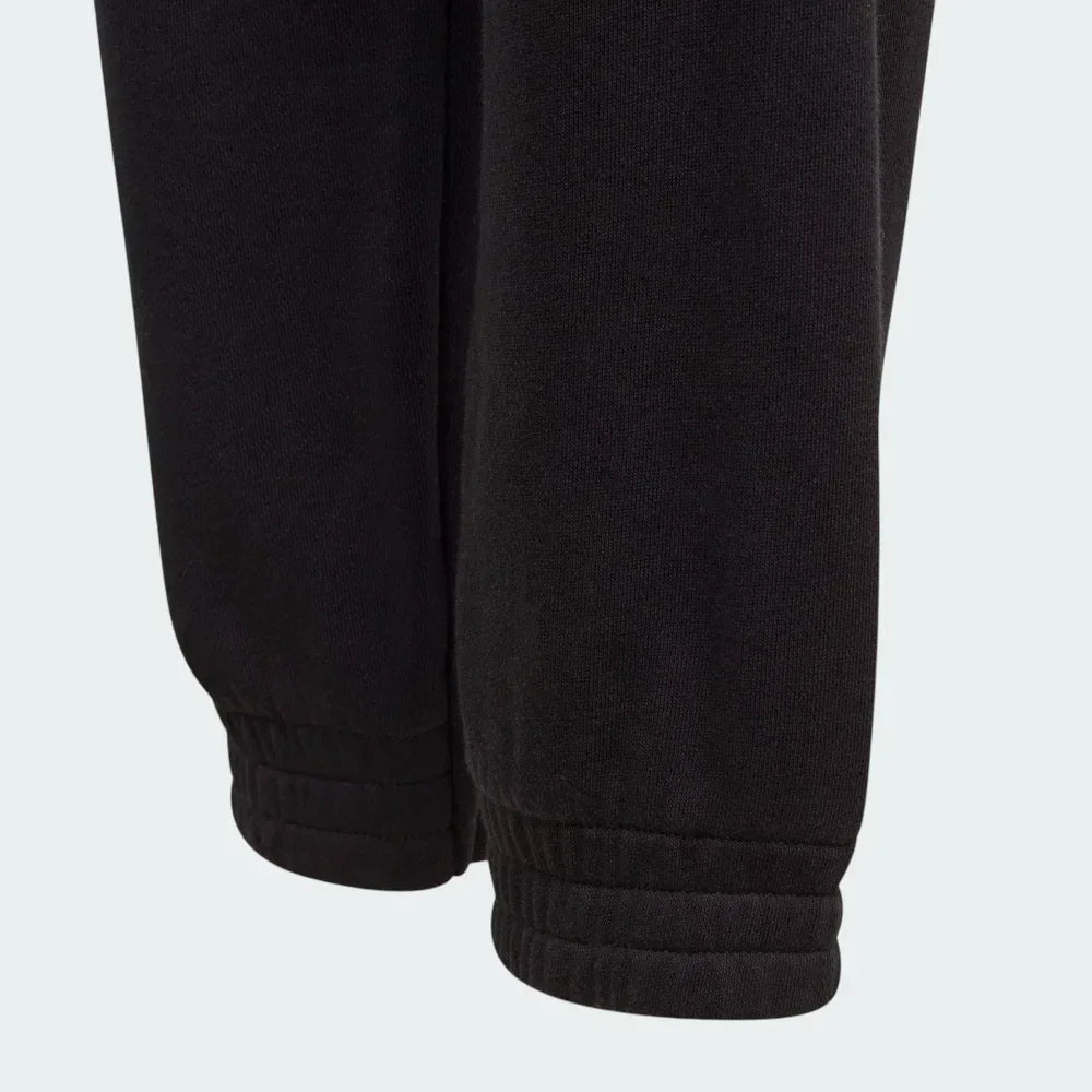Close-up of black pants on a light gray background
