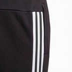 Trade Sports Adidas black French terry track pants featuring signature white 3-Stripes and a concealed zip side pocket.