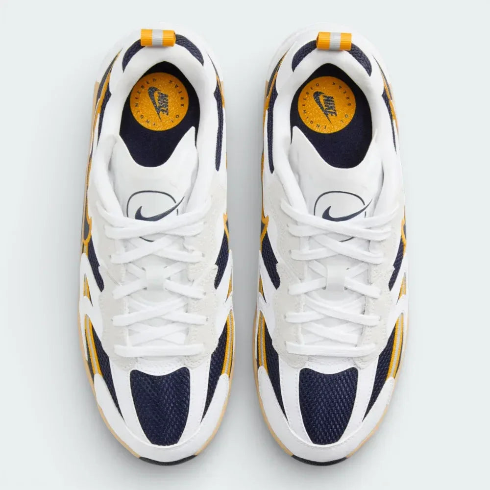 Top-down view of the Summit White Nike Jam shoes, highlighting the breathable mesh panels and the technical lacing system designed for a secure fit.
