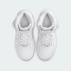 Nike Air Force 1 Mid EasyOn Juniors White FN1193-111 top view showing laces, padded tongue, and strap