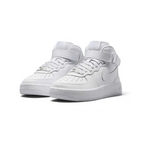 Nike Air Force 1 Mid EasyOn Juniors White FN1193-111 angled view showing white leather upper and clean lines