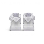 Nike Air Force 1 Mid EasyOn Juniors White FN1193-111 back view showing EasyOn hinge and heel tab