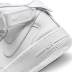 Rear underside close-up of Nike Air Force 1 Mid EasyOn Juniors White FN1193-111 heel and outsole design