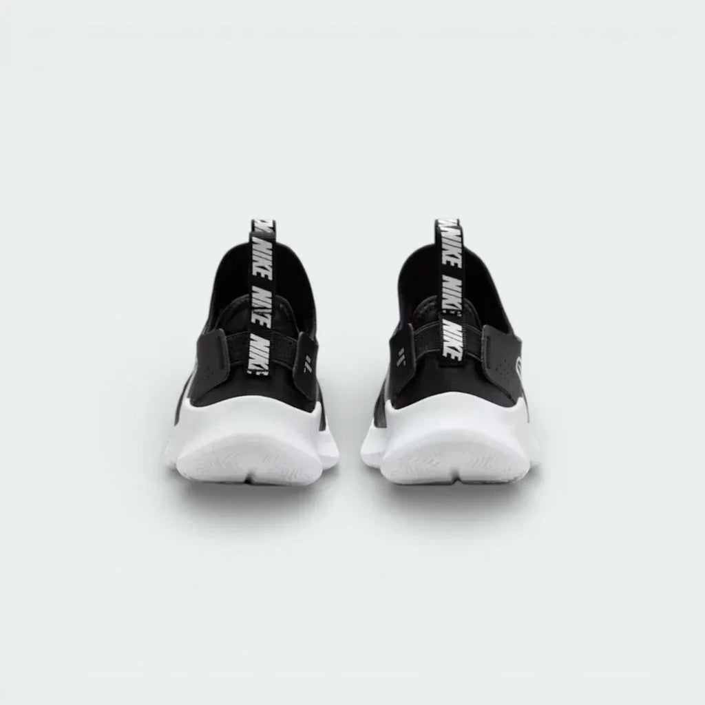 Rear view focusing on the heel pull tab and the supportive wrap-around construction.
