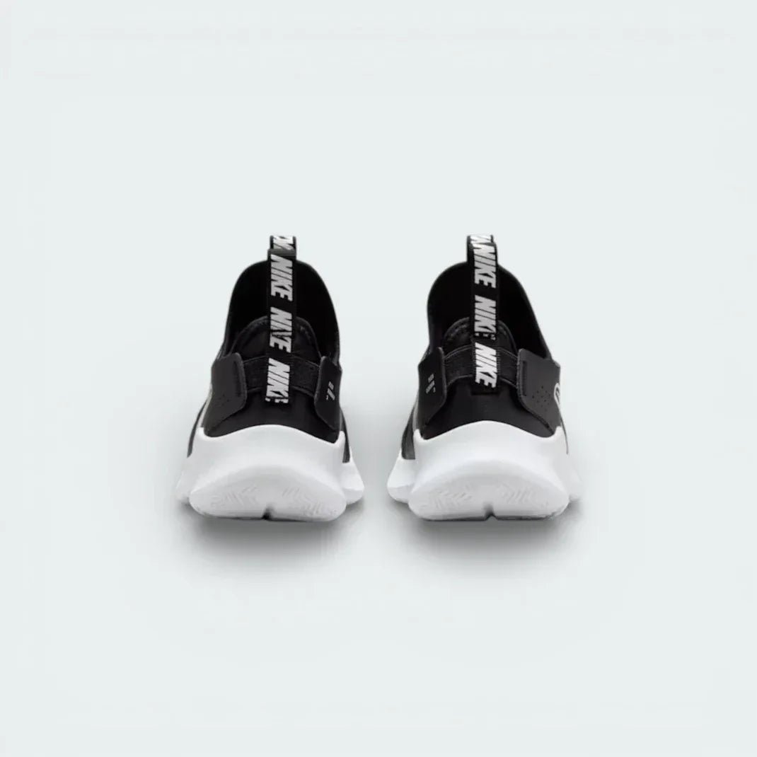 Rear view focusing on the heel pull tab and the supportive wrap-around construction.