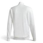 Rear view, showing the clean white design and the snug fit of the ribbed hem.