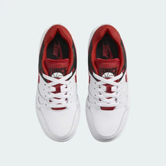 Top-down view of a pair of Nike Full Force Lo Juniors' trainers in white, highlighting the lace-up closure and chunky silhouette.