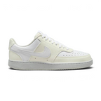 Nike Court Vision Lo Next Nature Women's trainers in white with a white Nike Swoosh, side profile showing classic basketball-inspired design and low-cut collar.
