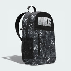 Side profile of the Smoke Grey Nike Elemental backpack, showing the padded shoulder straps and the side mesh water bottle pocket.