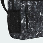 Close-up of the front zippered pocket, highlighting the durable fabric texture and the contrast Nike logo branding.