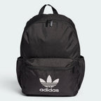 Black Adidas backpack on a light gray background