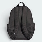 Focusing on the clean back panel and the professional finish of the adjustable shoulder straps.