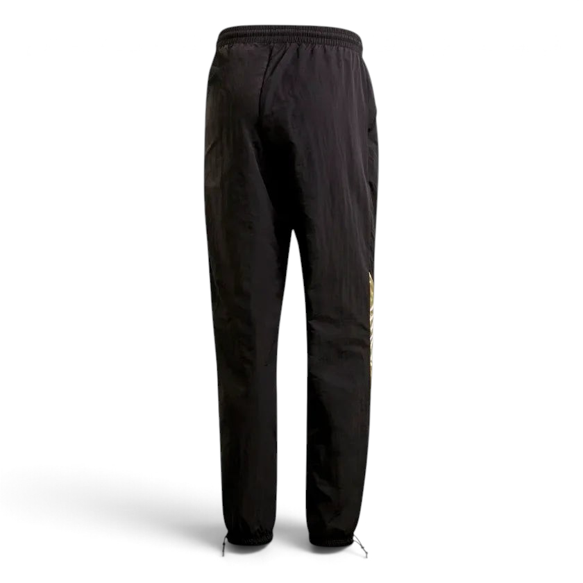 Adidas Tolima 02 Men's Track Pants in black nylon, back view showcasing the plain design and the fit.