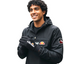 A hand wearing the Ellesse Daxo Touchscreen Glove in black, demonstrating its snug fit and the ability to use a smartphone with the glove on.