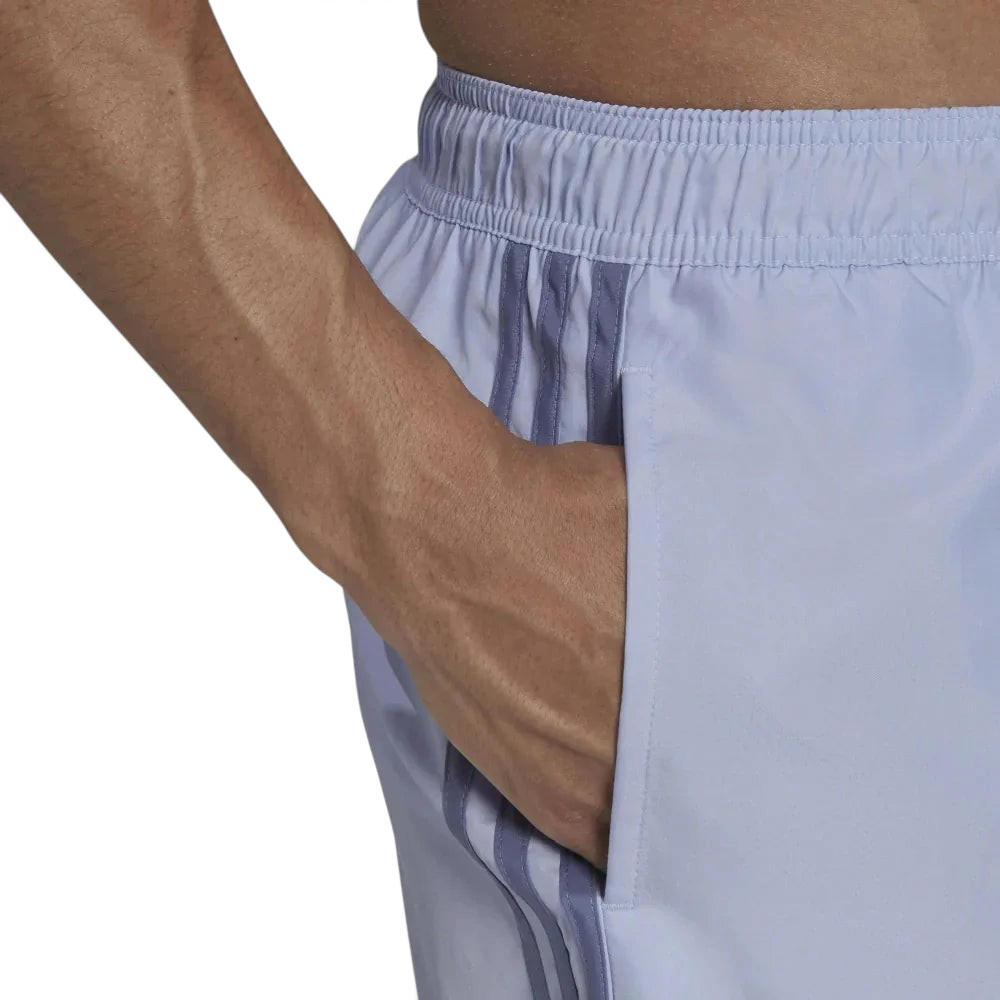 adidas Classic 3-Stripes Men's Swim Shorts GU0322 side profile showing stripes placement and classic silhouette