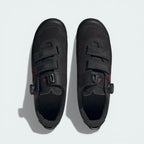 Top-down view of the mountain bike shoes, highlighting the sleek synthetic upper and the precision lacing cables.