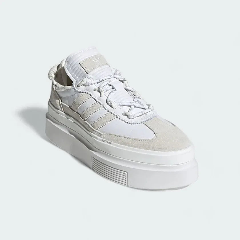 Top-down view of Adidas x Ivy Park Super Sleek 72 Women's sneakers highlighting laces and Ivy Park branding