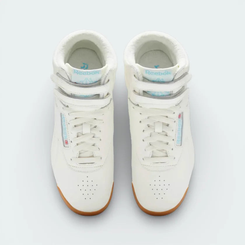 Top-down view of the Chalk leather trainers, highlighting the clean toe box and the iconic double-strap lacing system.