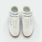 Top-down view of the Chalk leather trainers, highlighting the clean toe box and the iconic double-strap lacing system.