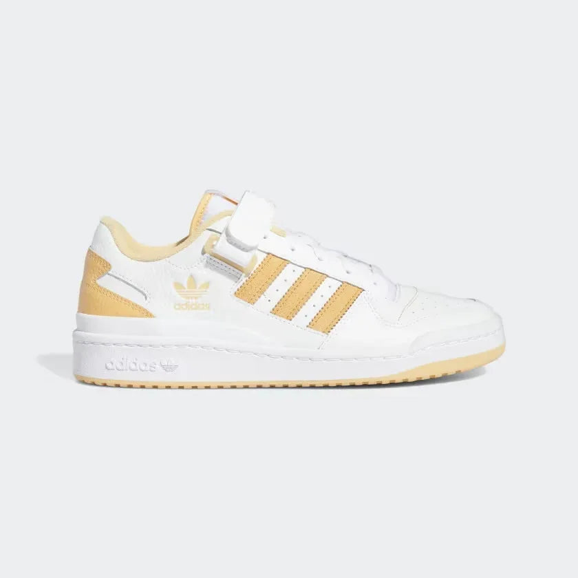 Highlights the iconic X-strap design and the vibrant Pulse Amber 3-Stripes against the Cloud White leather. Main image