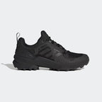adidas Terrex Swift R3 Gore-Tex Men's Trail Shoes GY6765 side view showing durable black upper with Gore-Tex label and rugged trail sole