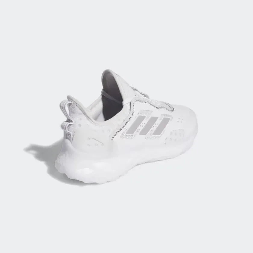 Rear view of the Adidas Web Boost Men's running shoes, focusing on the structured heel and subtle branding.