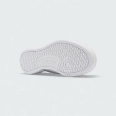 View of the outsole of the Reebok Classic Club C 85 Unisex white trainers, showing the durable rubber tread pattern.