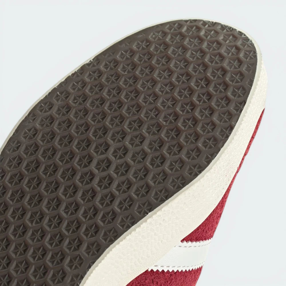 Close-up of a shoe sole with a textured pattern on a light gray background
