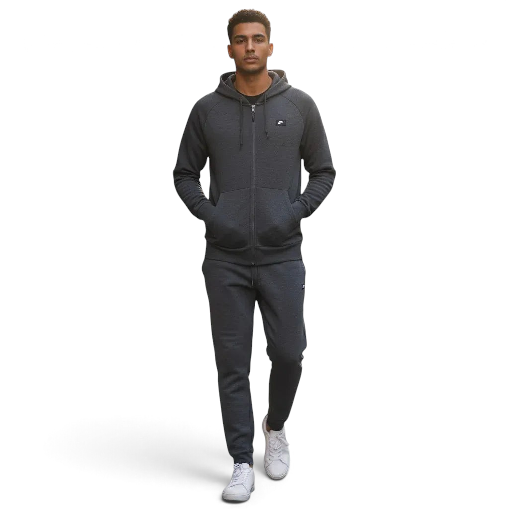 Nike Optic Zip Suit in slate grey, front view worn by a model showing the fit Main image