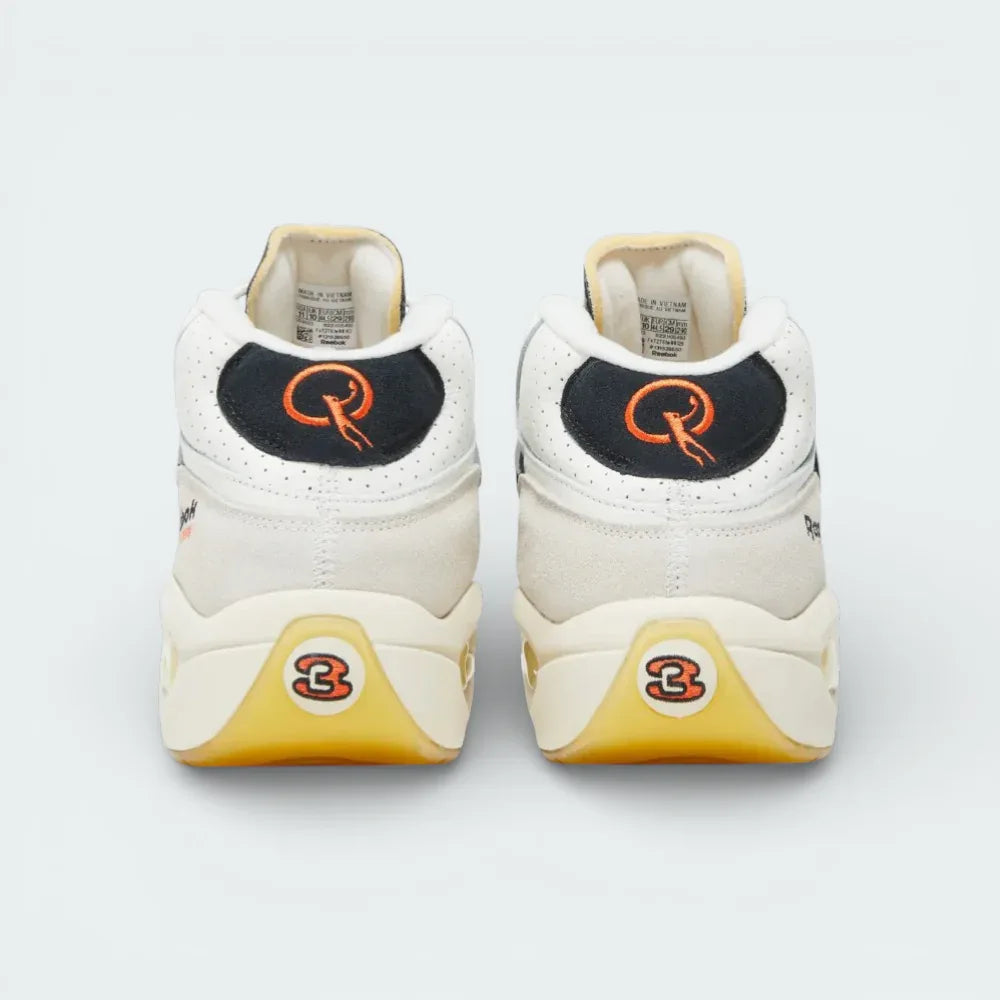 Rear view focusing on the modified heel logo featuring the Dee Brown dunk silhouette and the structured Chalk leather heel counter.