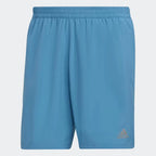 adidas Men's Run It Running Shorts H36473 front view showing blue fabric and adidas logo