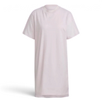 Adidas Tennis Luxe Tee Dress Women's in ambient blush pink, laid flat, front view showing the smooth cotton fabric and simple design.