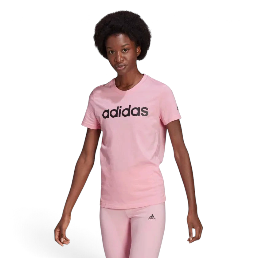 Adidas Women's Essentials Slim Logo T-Shirt HD1681 styled on a model, showcasing slim fit and versatility