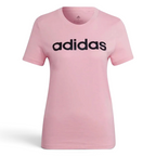Adidas Women's Essentials Slim Logo T-Shirt HD1681 Light Pink/Black - front view