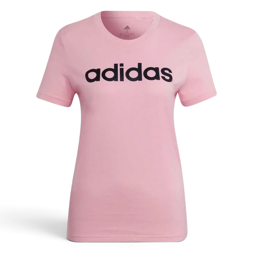 Adidas Women's Essentials Slim Logo T-Shirt HD1681 Light Pink/Black - front view