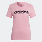 Adidas Women's Essentials Slim Logo T-Shirt HD1681 Light Pink/Black - front view